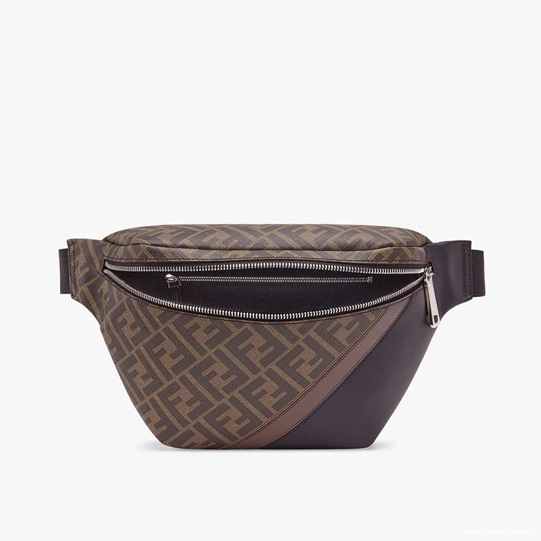 Affordable HOT In Coffee Motif Bag Belt Brown Fendi Fabric FF 0722